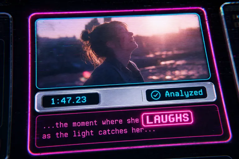 Close-up mock screenshot of a single frame card with the matched description snippet expanded below it